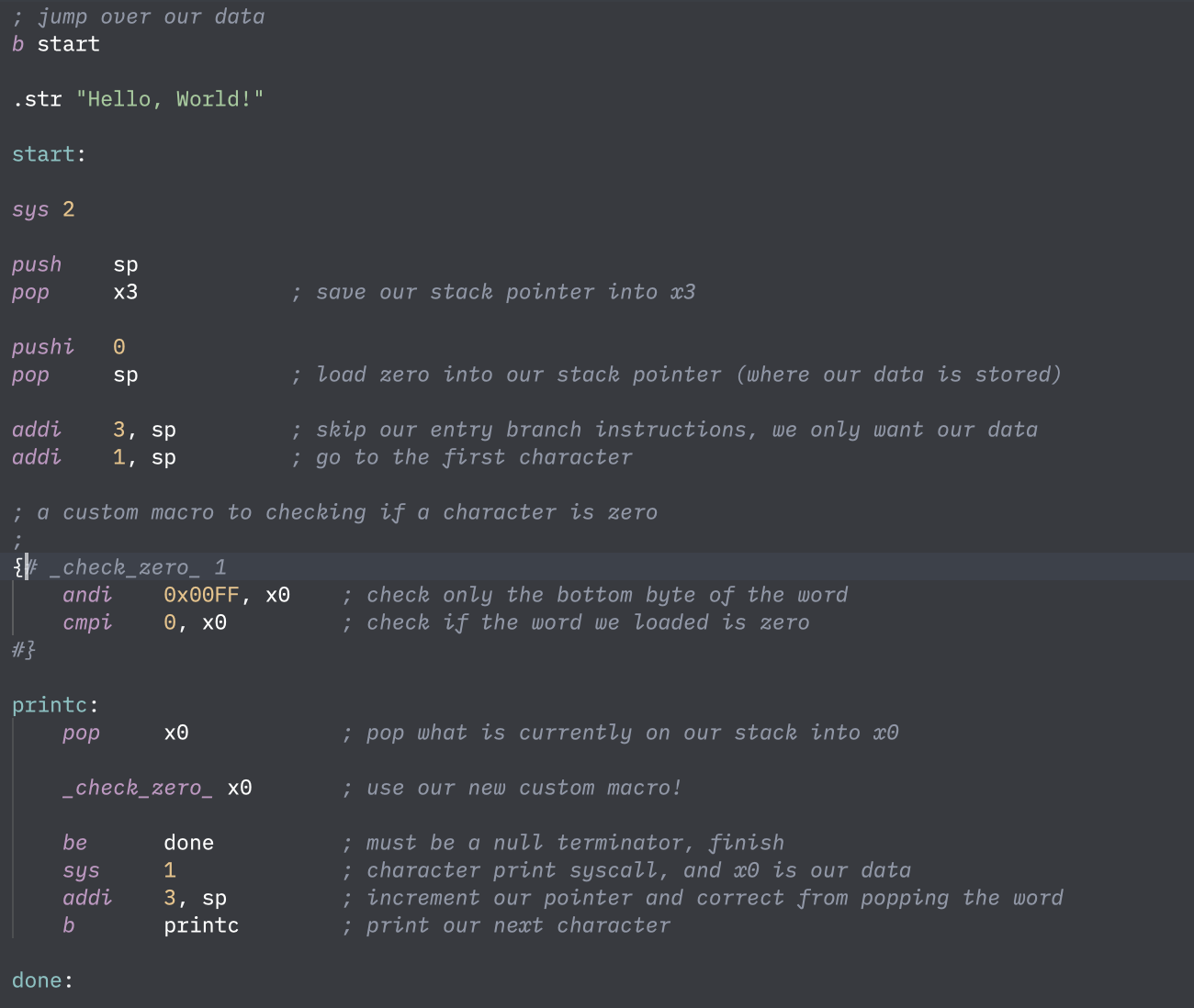 demo of the assembler language